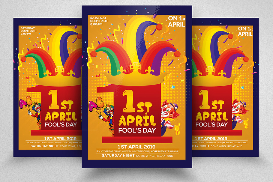 1st April Flyer Template Clown Cap in Flyer Templates - product preview 8
