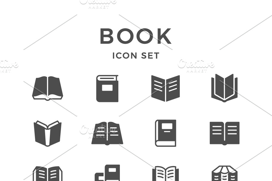 Set icons of book in Icons - product preview 8
