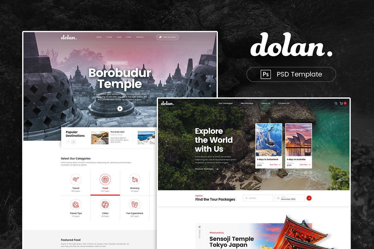 Dolan - Food and Travel Tour PSD in UI Kits and Libraries - product preview 8