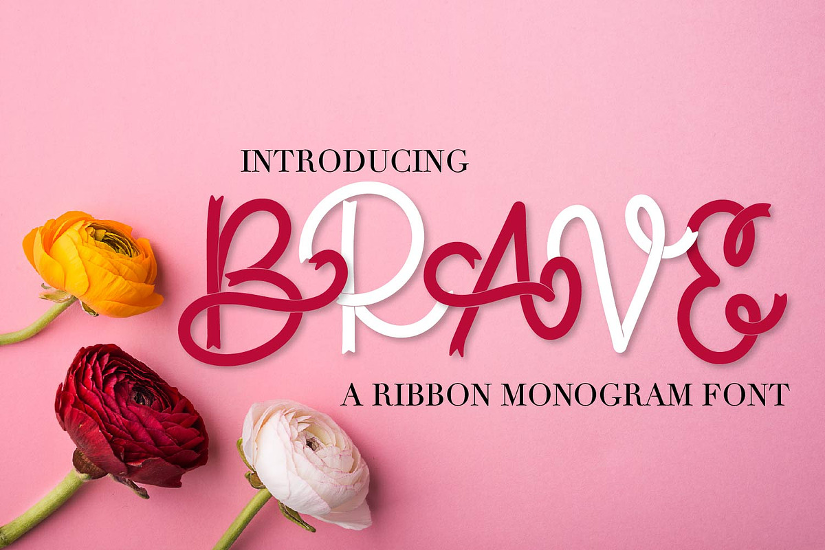 Brave - A Ribbon Monogram Font in Display Fonts - product preview 8