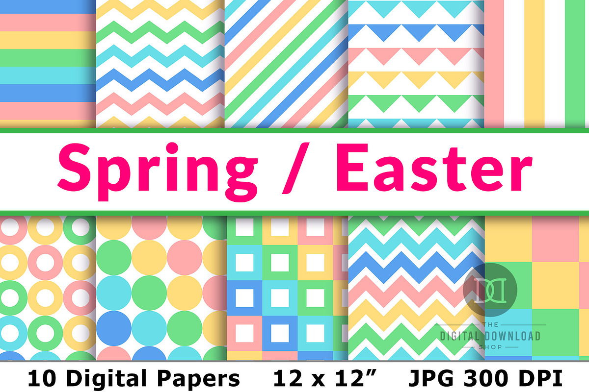 Spring / Easter Digital Papers in Patterns - product preview 8
