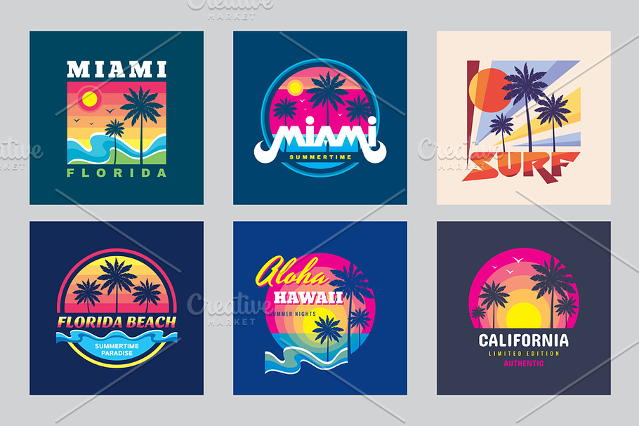 T-Shirt Summer Badges - Vector Set in Illustrations - product preview 8