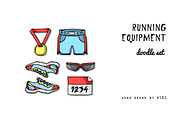 RUNNING EQUIPMENT in doodle style