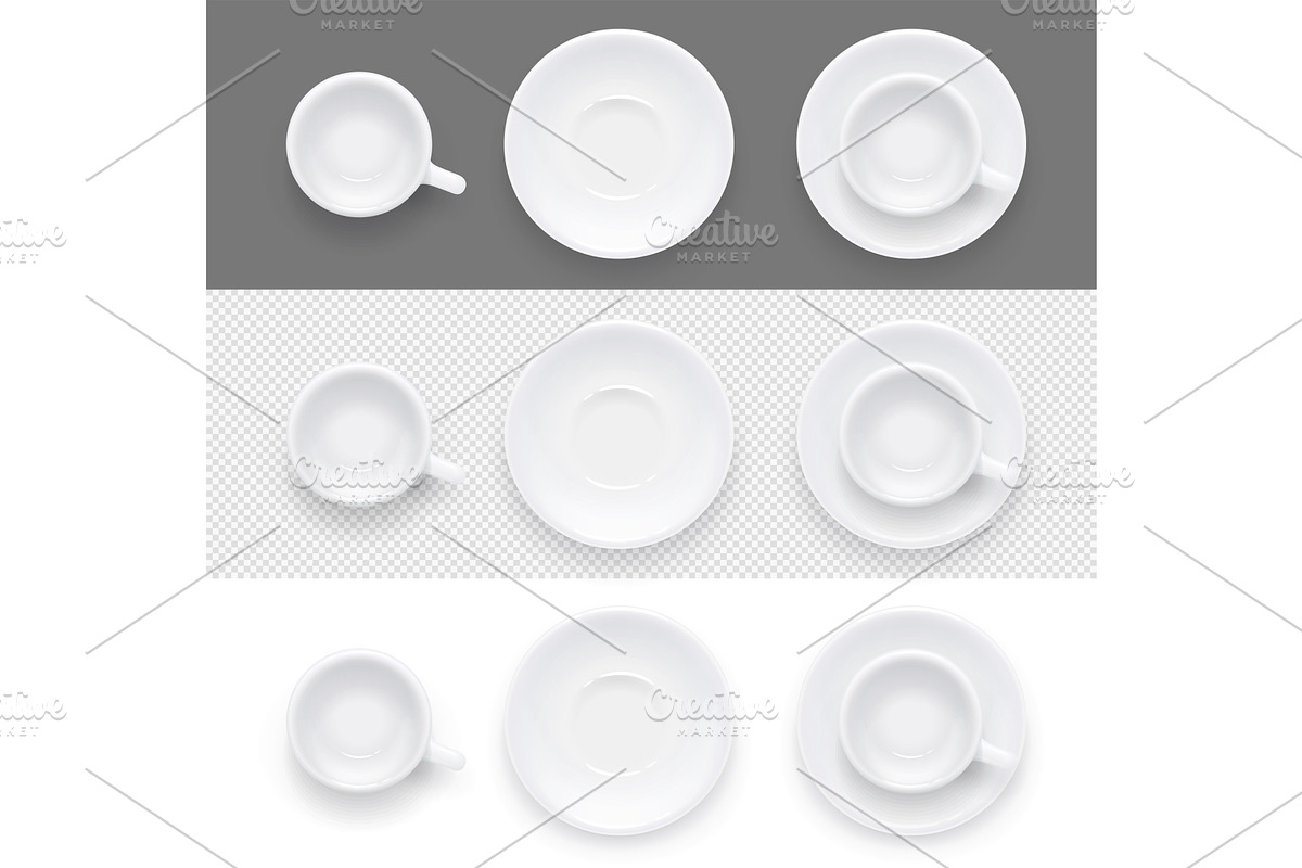 Cup and plate for coffee tea. Vector in Illustrations - product preview 8
