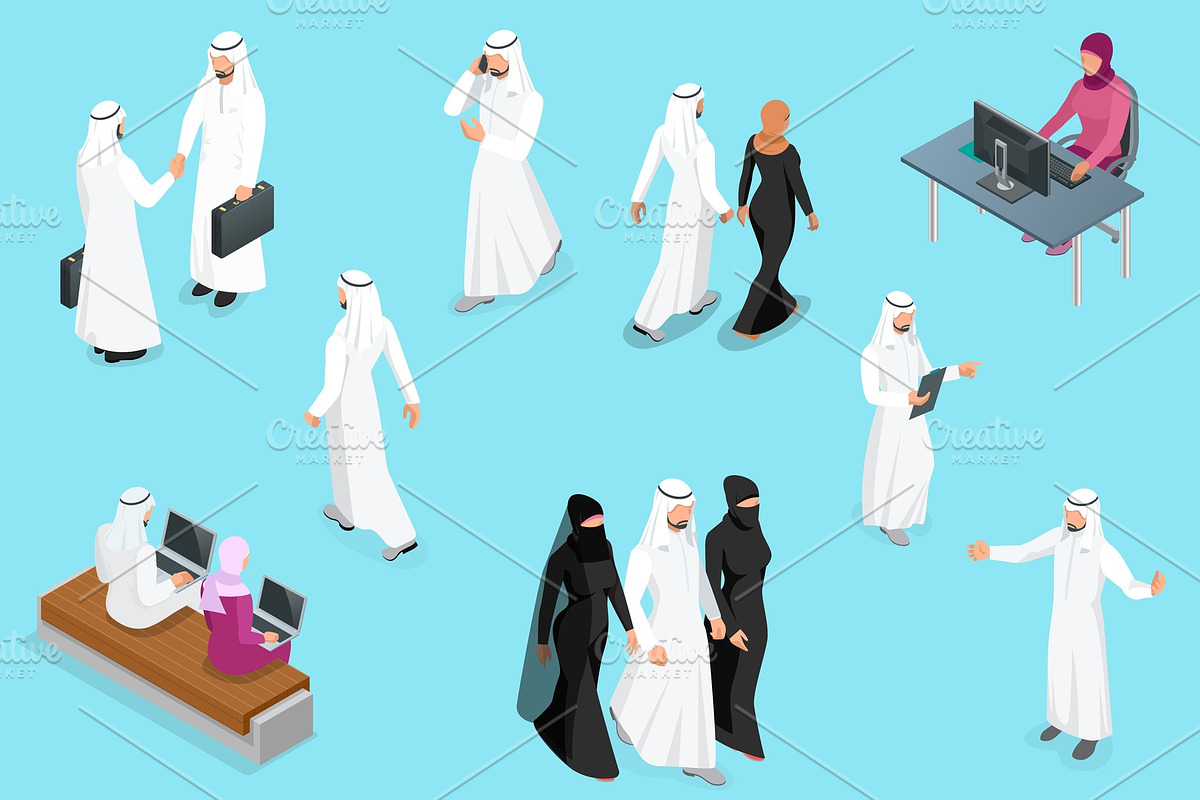 Isometirc Saudi Businessmens. Arab in Illustrations - product preview 8
