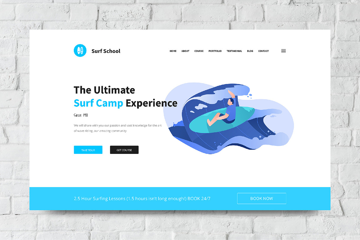 Surf School Web Header PSD Vector in UI Kits and Libraries - product preview 8