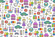 Hand drawn pattern with toys