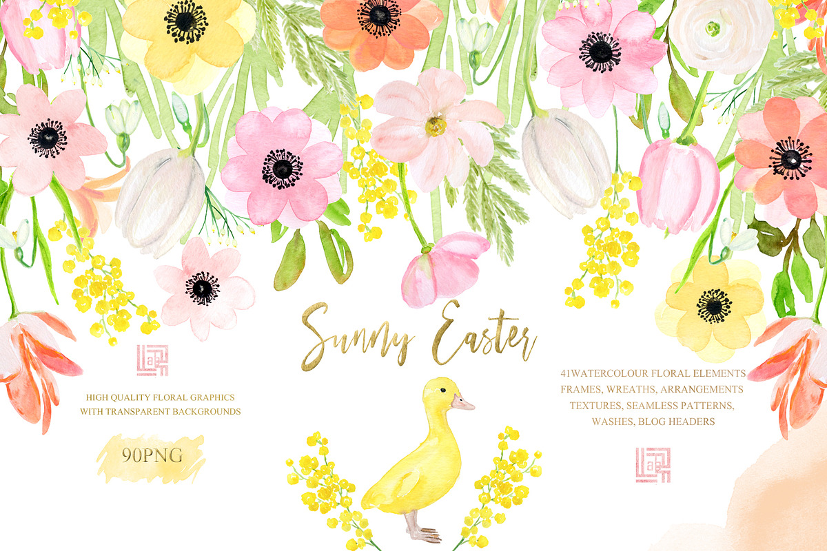-50% Sunny Easter bunny Watercolor in Illustrations - product preview 8