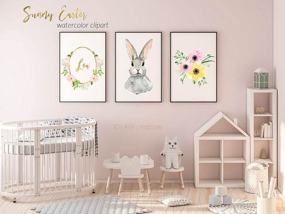 -50% Sunny Easter bunny Watercolor in Illustrations - product preview 1