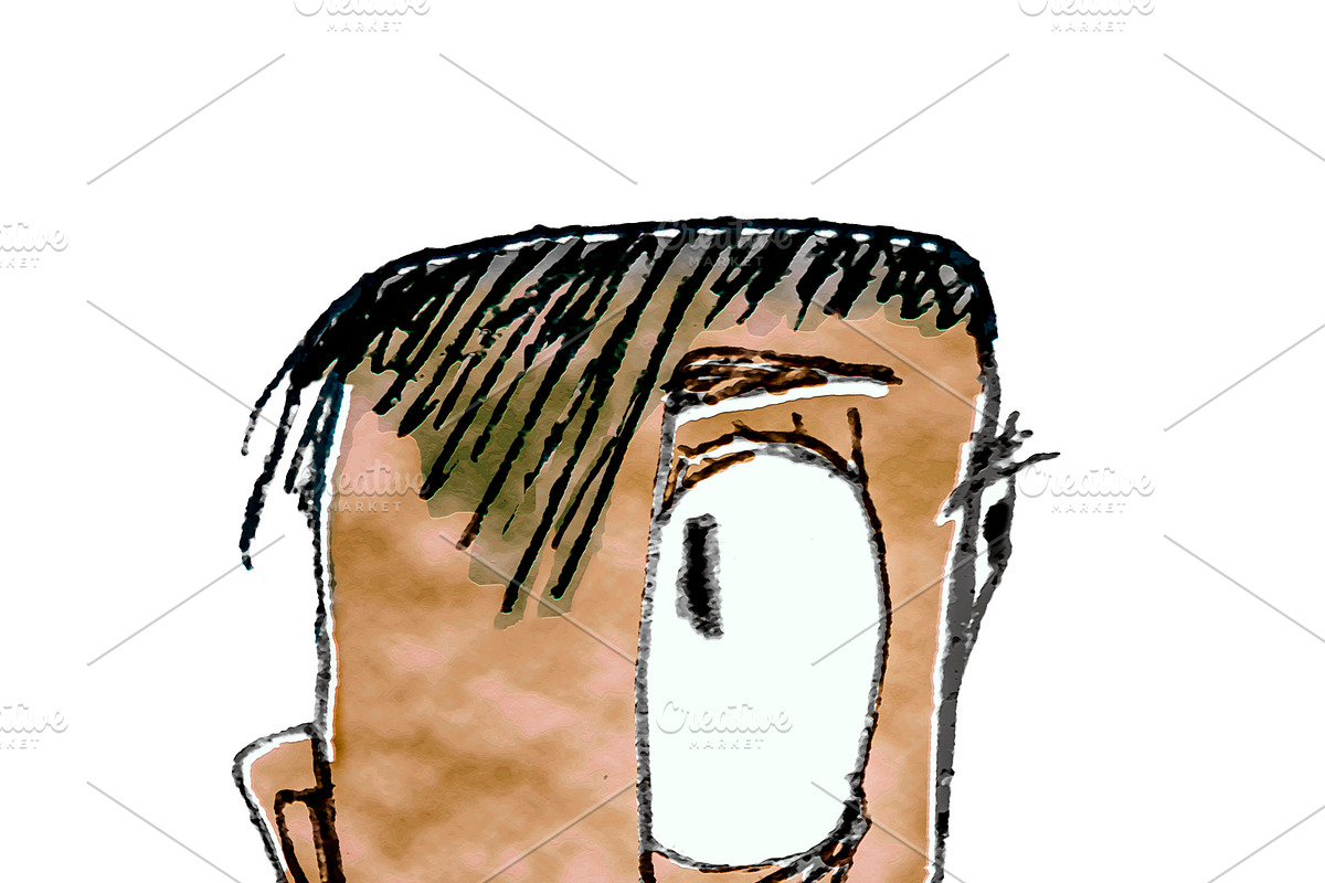 Cartoon Style Man Head Drawing in Illustrations - product preview 8