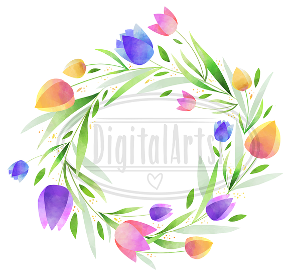 Watercolor Tulips Clipart in Illustrations - product preview 2
