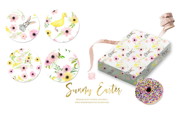 -50% Sunny Easter bunny Watercolor in Illustrations - product preview 13