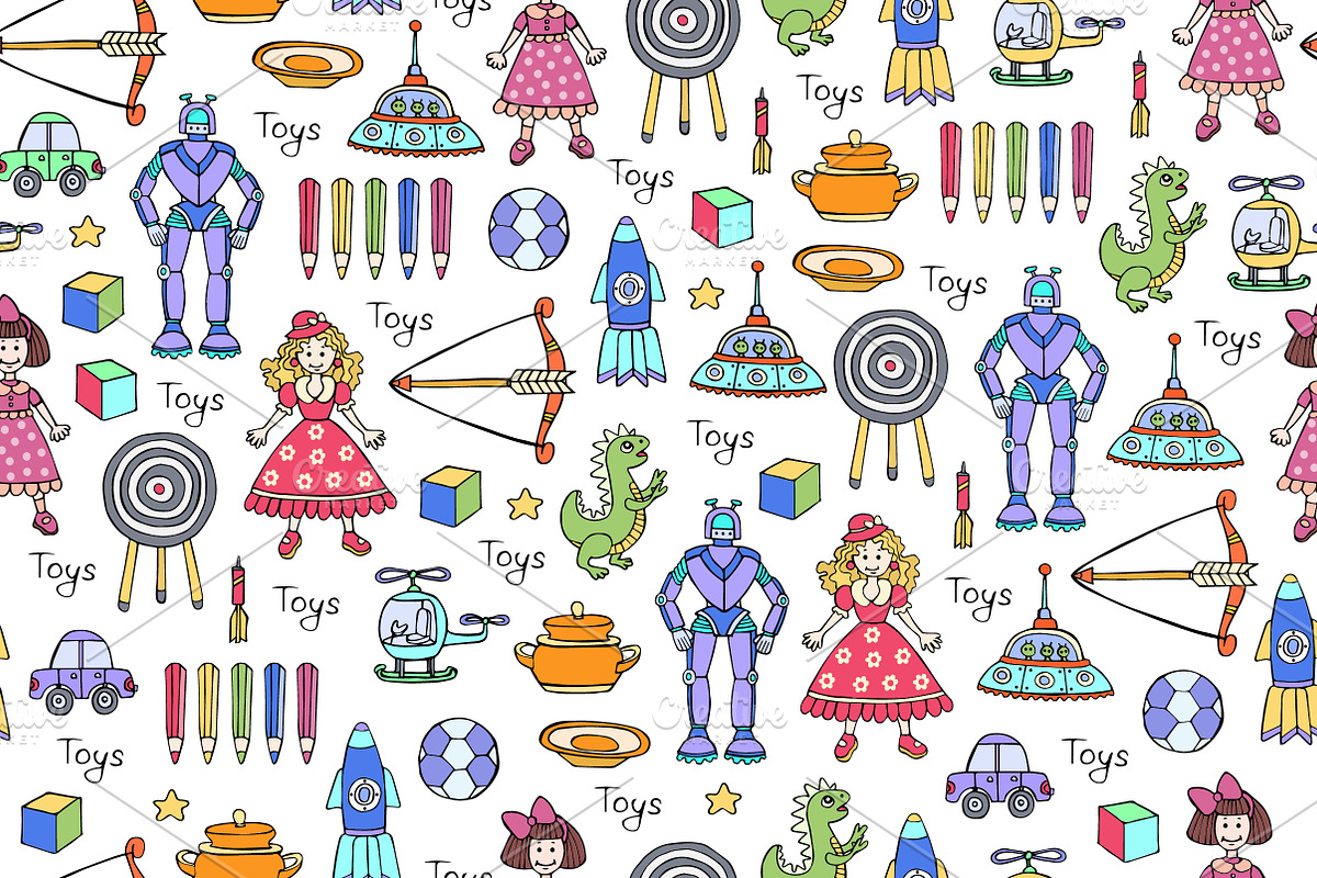 Pattern with toys for children in Patterns - product preview 8