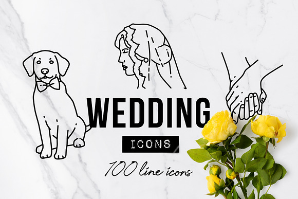 100 Wedding Icons Set - Expanded in Flower Icons - product preview 14