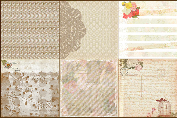 Vintage Beige & Lace Digital Papers in Textures - product preview 1