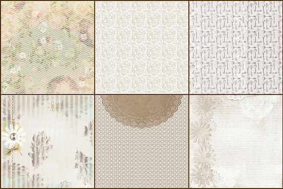 Vintage Beige & Lace Digital Papers in Textures - product preview 2