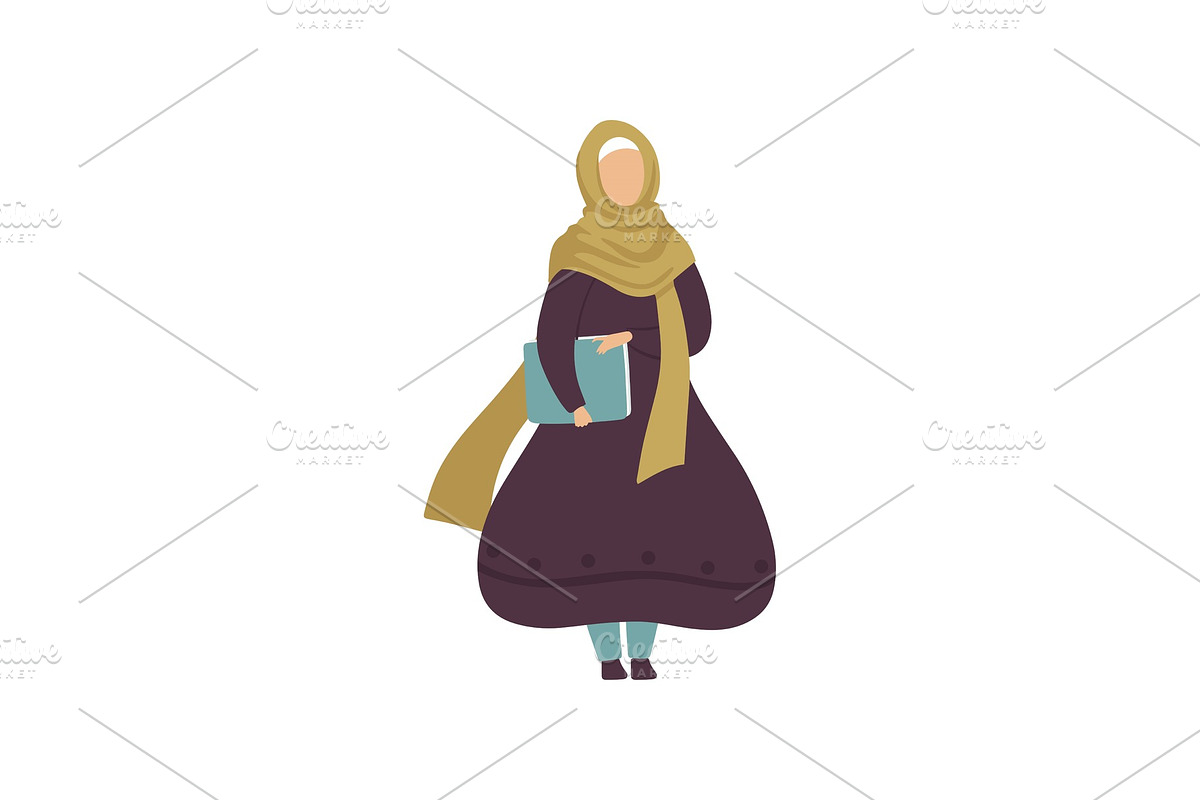 Muslim Woman Holding Folder with in Illustrations - product preview 8