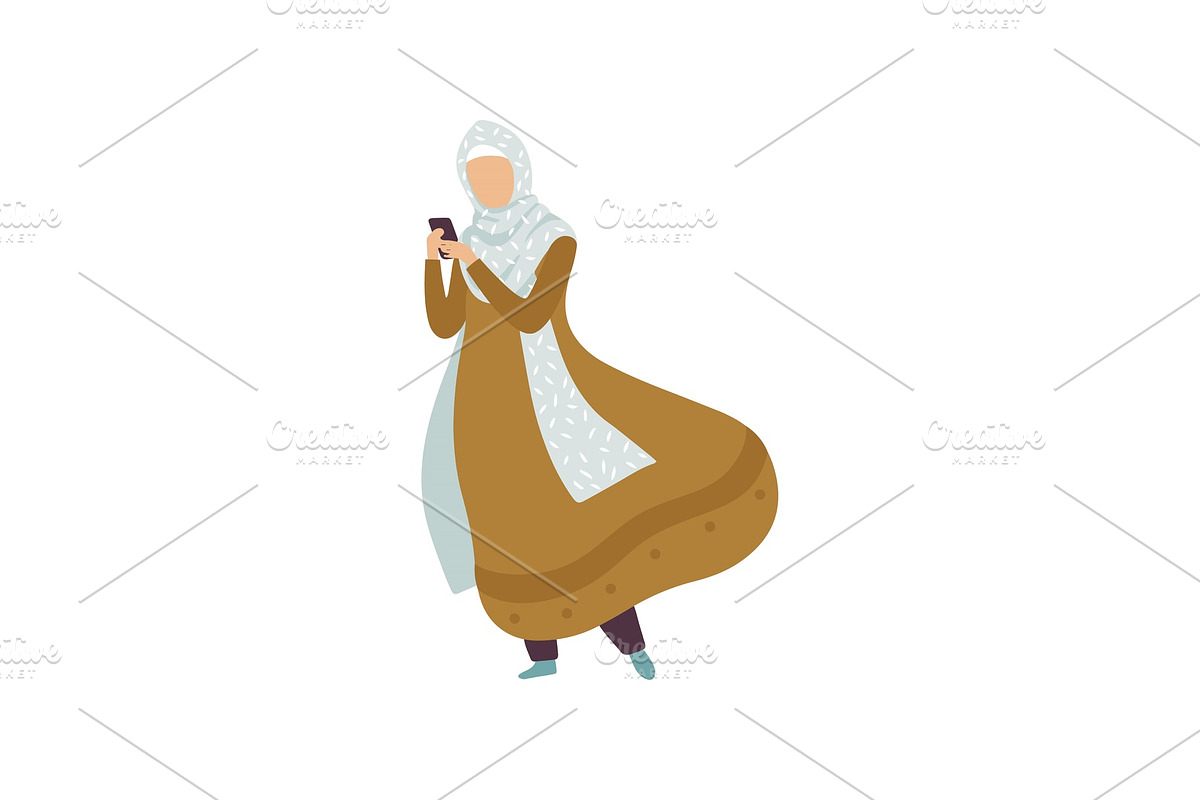 Muslim Woman standing with in Illustrations - product preview 8