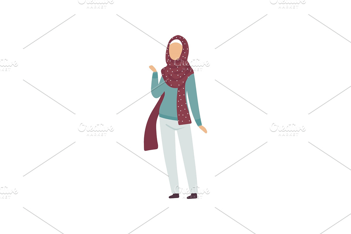 Muslim Woman in Modern Clothing and in Illustrations - product preview 8