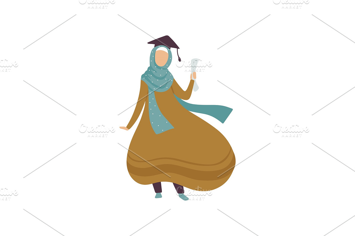Graduate Muslim Girl Student in Illustrations - product preview 8