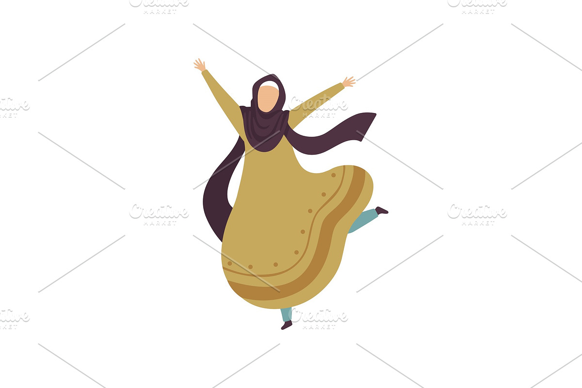 Happy Arab Muslim Woman in in Illustrations - product preview 8