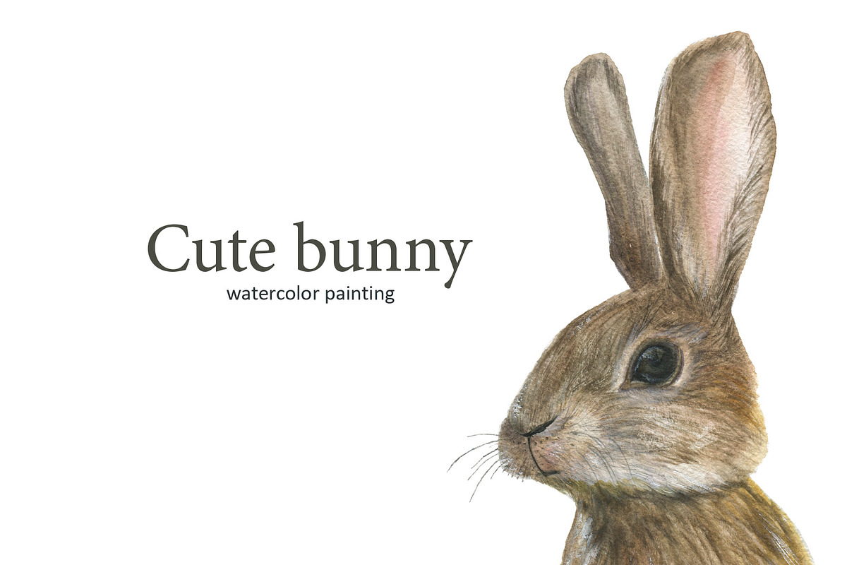 Cute watercolor bunny in Illustrations - product preview 8