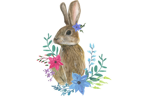 Cute watercolor bunny in Illustrations - product preview 1