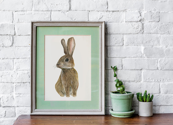 Cute watercolor bunny in Illustrations - product preview 3