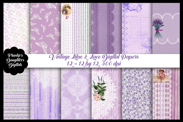 Vintage Lilac & Lace Digital Papers