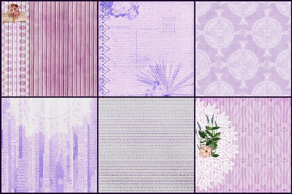 Vintage Lilac & Lace Digital Papers in Textures - product preview 2