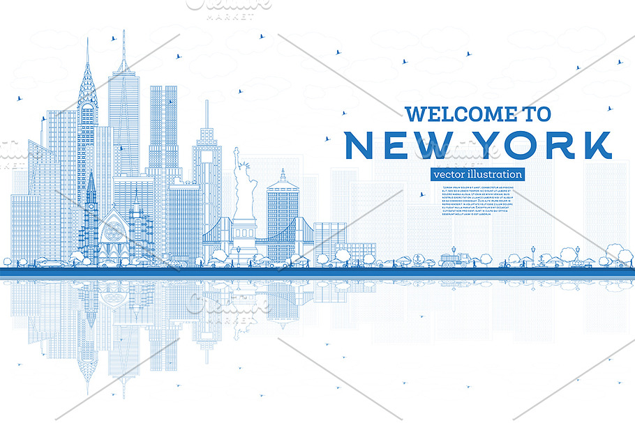 Outline Welcome to New York USA in Illustrations - product preview 8