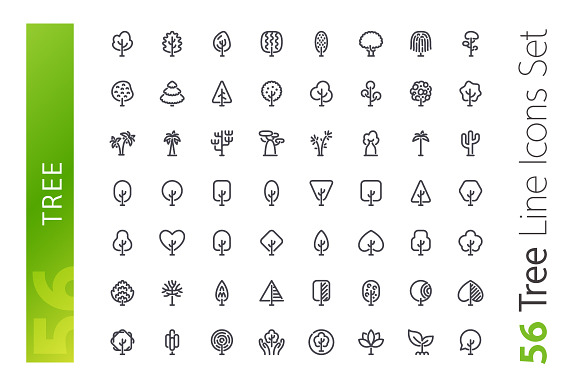 Tree Line Icons Set in Simple Line Icons - product preview 1
