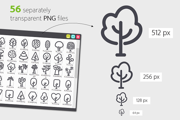 Tree Line Icons Set in Simple Line Icons - product preview 2