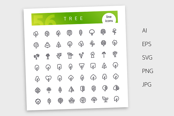 Tree Line Icons Set in Simple Line Icons - product preview 3