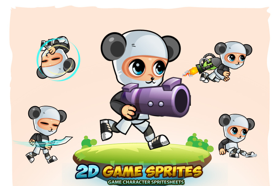 Panda Boy 2D Game Sprites in Illustrations - product preview 8