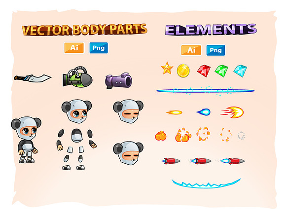 Panda Boy 2D Game Sprites in Illustrations - product preview 1