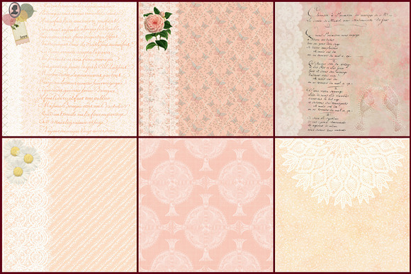 Vintage Lace & Peach Digital Papers in Textures - product preview 1