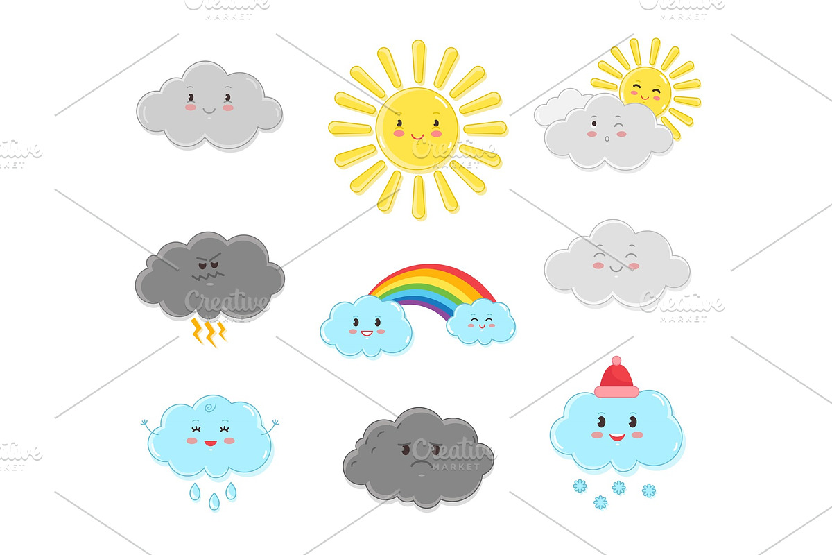 Cartoon clouds characters. in Illustrations - product preview 8