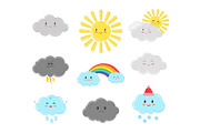 Cartoon clouds characters.