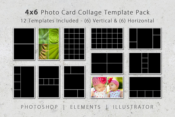 4x6 Photo Card Collage Template Pack