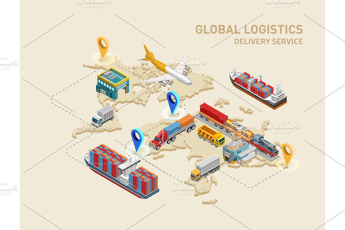 Global logistics scheme with in Illustrations - product preview 8