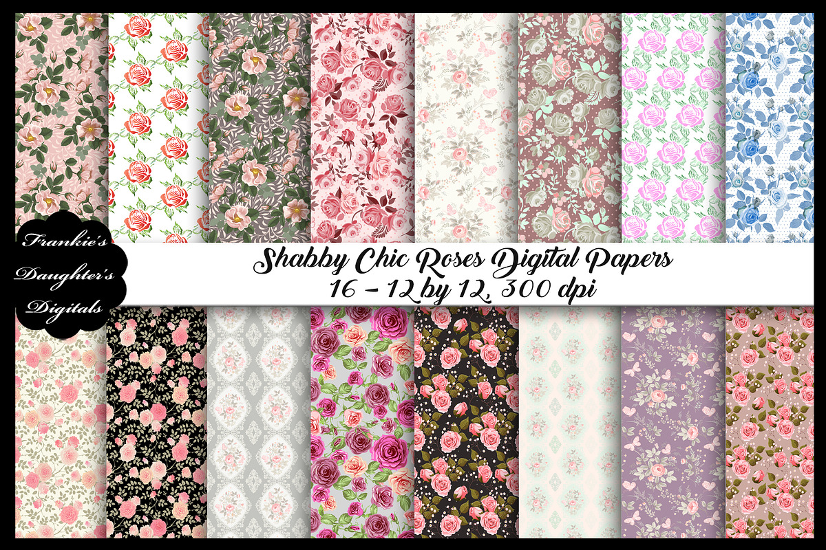 Shabby Chic Roses Digital Papers in Patterns - product preview 8