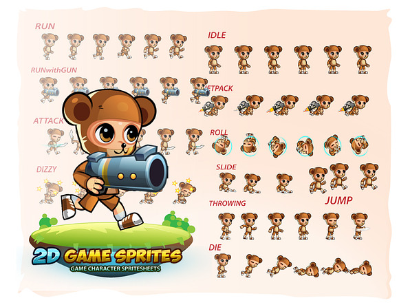 BearBoy 2D Game Sprites in Illustrations - product preview 1
