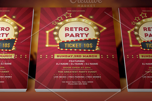 Retro Party Flyer V993 in Flyer Templates - product preview 1