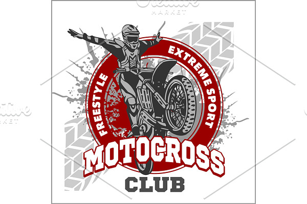 Motocross sport emblem