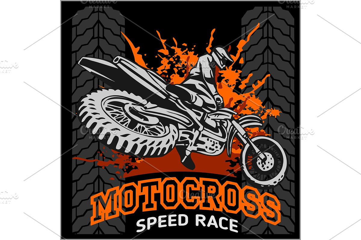 Motocross sport emblem in Illustrations - product preview 8