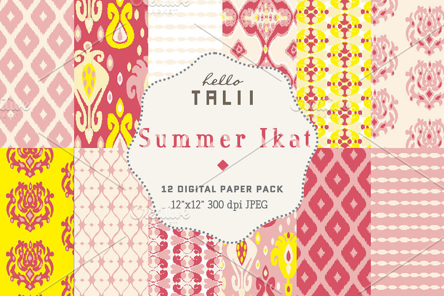 Summer Ikat Digital Paper in Patterns - product preview 8