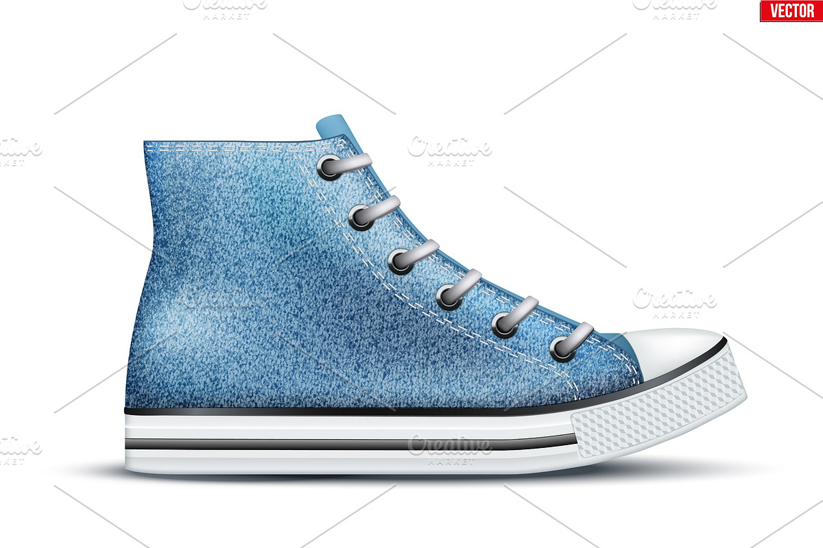 High Top Canvas Denim Sneaker Mockup in Illustrations - product preview 8