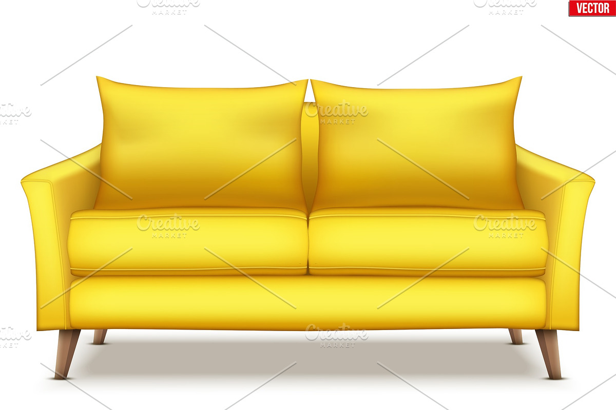 Modern yellow soft sofa in Graphics - product preview 8