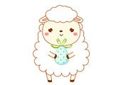 Cute easter sheep. lamb with egg